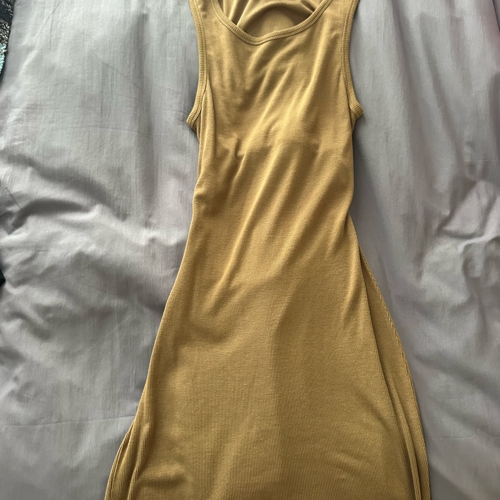 l*space Gold Bodycon Mini Dress Sleeveless Scoop Neck